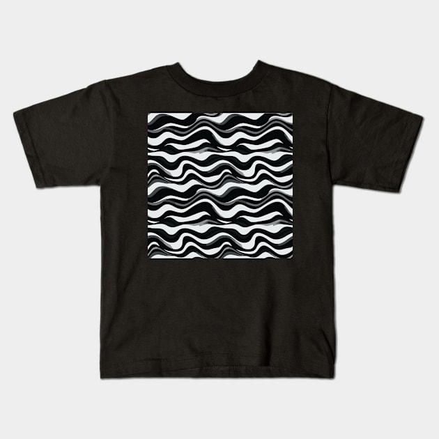 Monochrome Waves: Modern Abstract Ebb and Flow Kids T-Shirt by star trek fanart and more